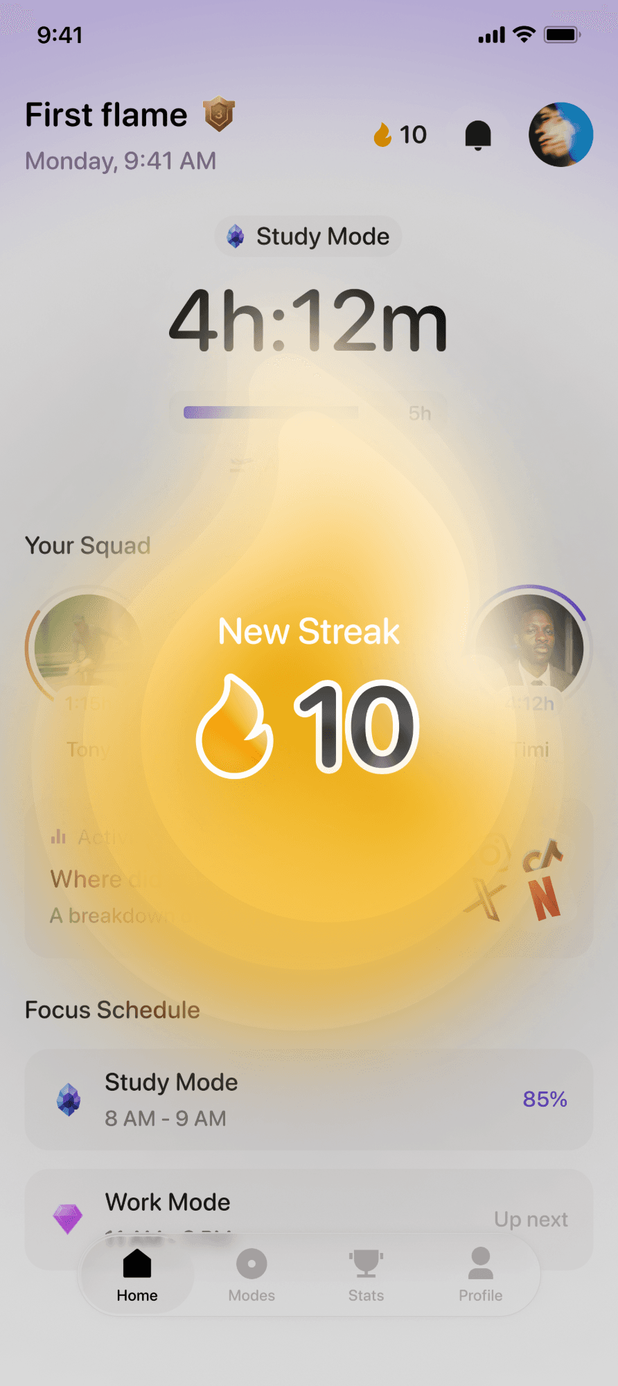 Recover celebrating a new 10-day streak